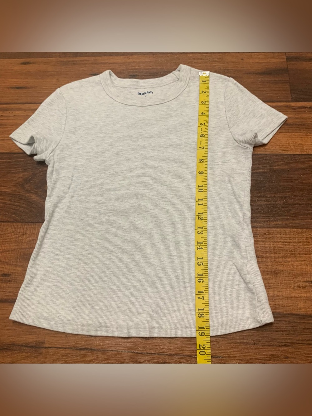 Old Navy Womens Snug Ribbed Short Sleeve T-Shirt Gray Medium Cropped Top - Picture 4 of 7
